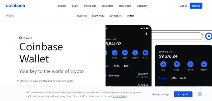 Coinbase homepage