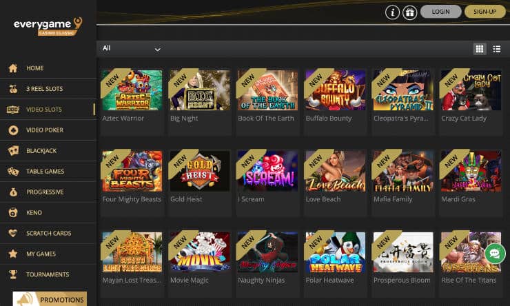 Everygame slots section