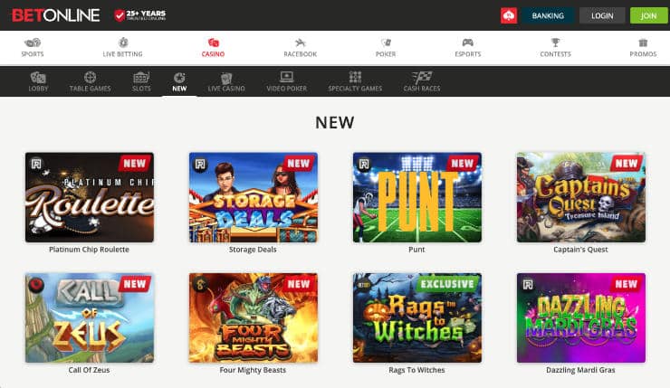 New Games at BetOnline