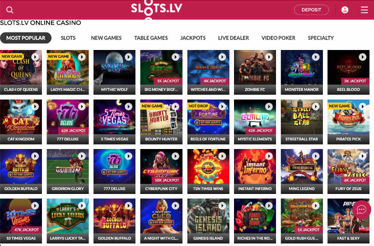 Popular Games at Slots.lv