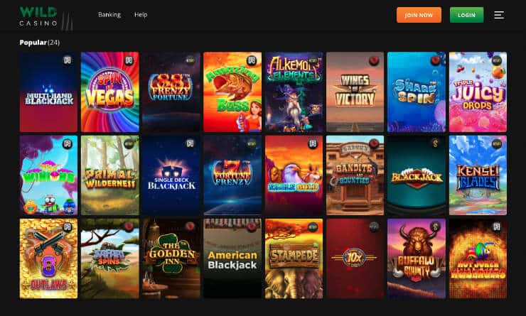 Popular Games at Wild Casino