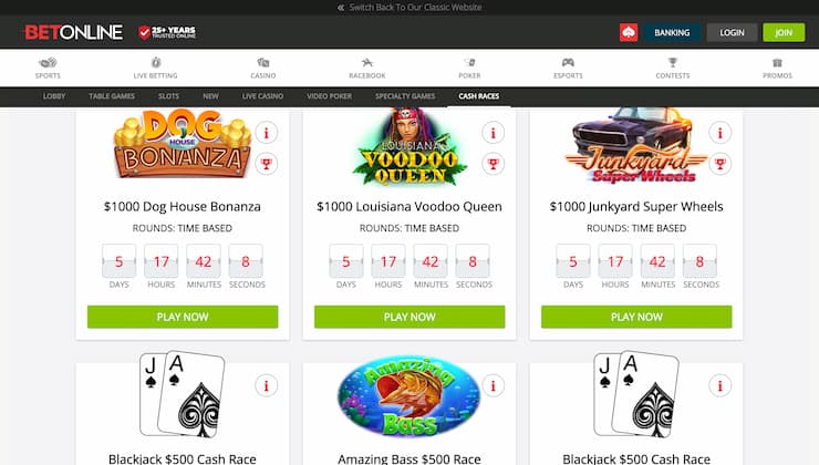 BetOnline Casino Slot Races