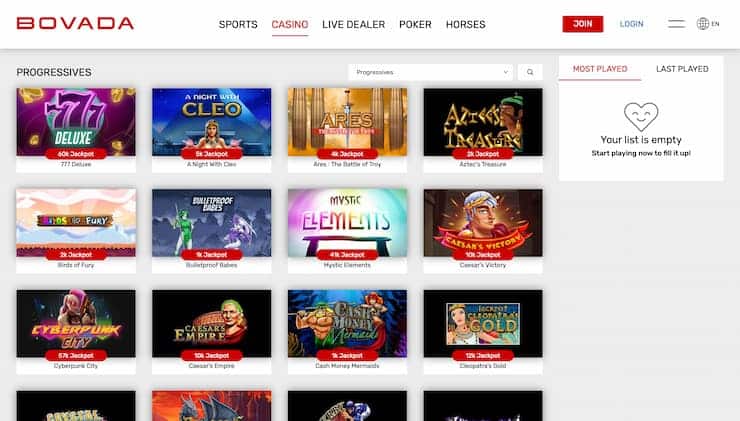 Bovada Casino Jackpot Slots