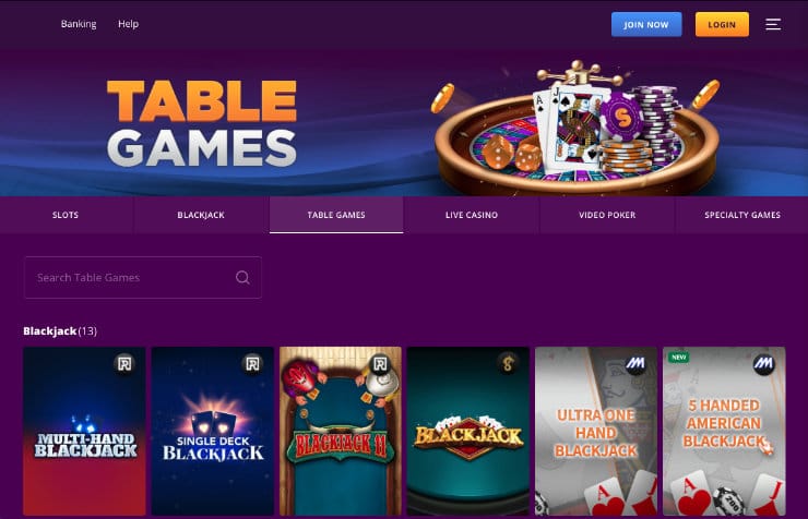 Table Games at Super Slots