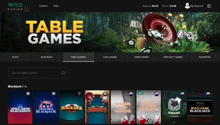 Table Games at Wild Casino USA