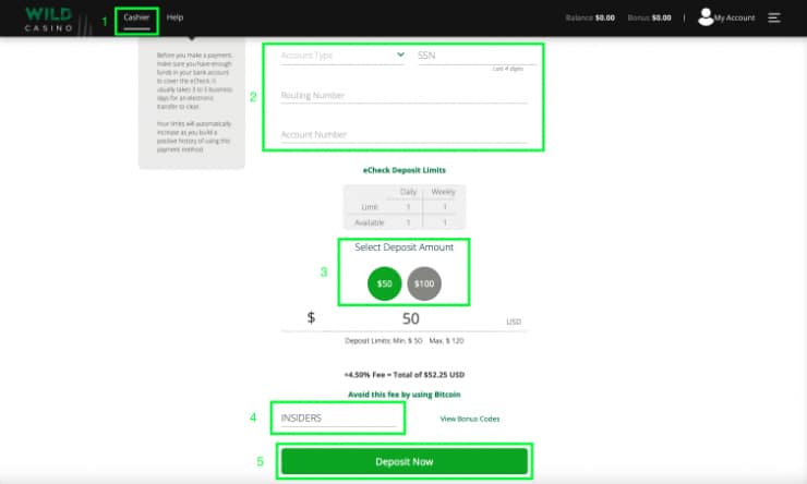 Wild Casino Registration Step 3