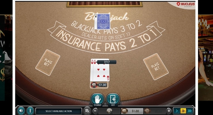 Blackjack game screen