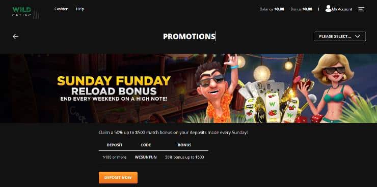Wild Casino reload bonus