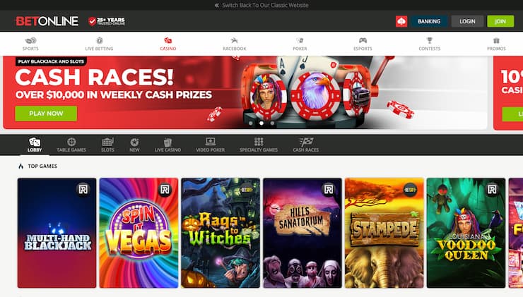 BetOnline Casino Lobby real cash online casinos that accept discover