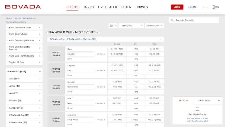 Bovada FIFA World Cup Betting