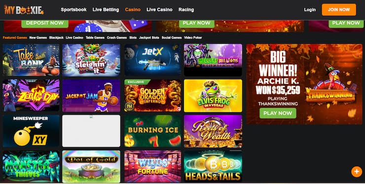 Mybookie casino games