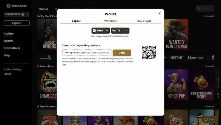 Lucky Block USDT Deposit