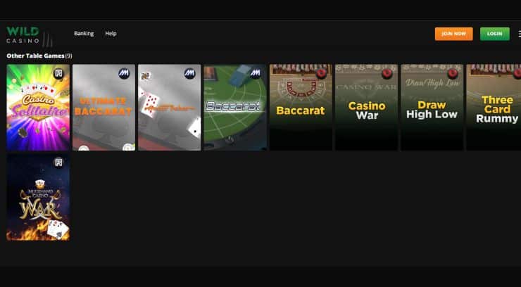 Wild Casino Bitcoin baccarat games