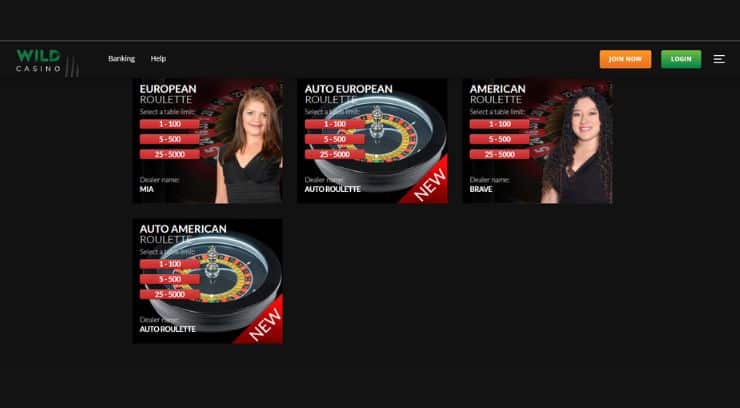 Wild Casino bitcoin live roulette
