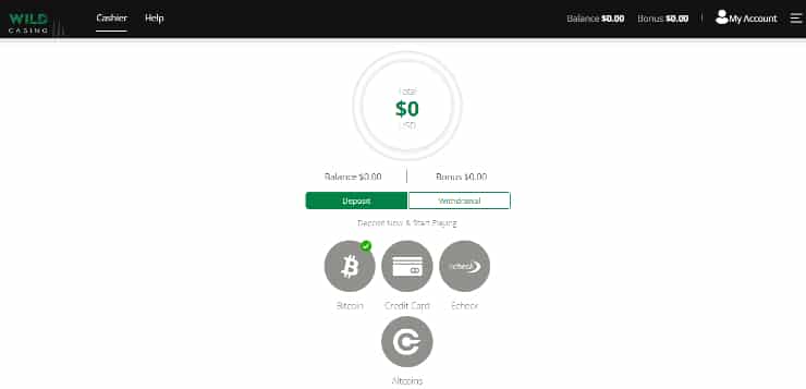 3. Wild Casino deposit