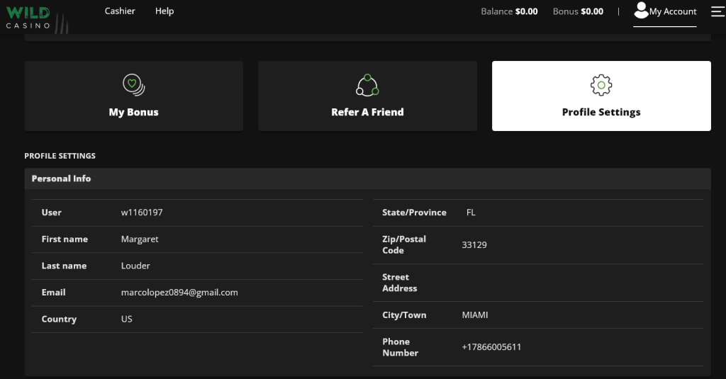 2. Wild Casino verification