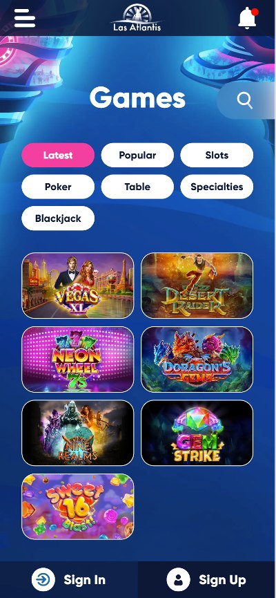 Las Atlantis - Best Bitcoin Mobile Casino App
