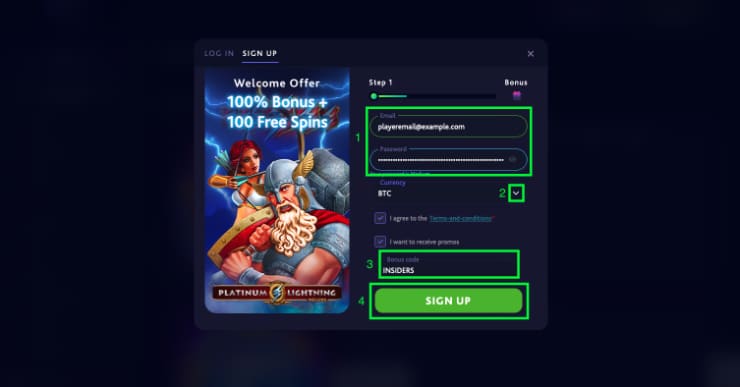 Register at 7Bit Casino Step 2