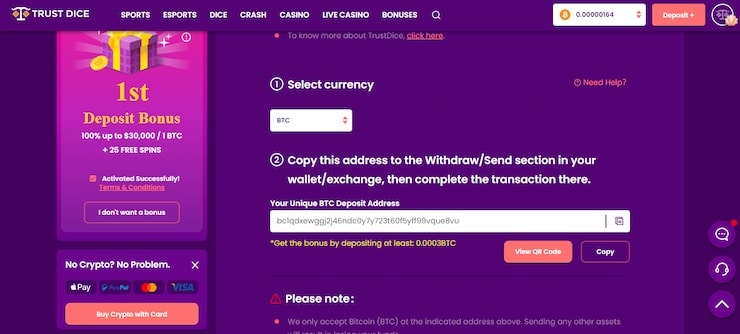 Register at TrustDice Step 4