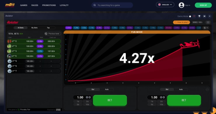 mBit Aviator Casino Game