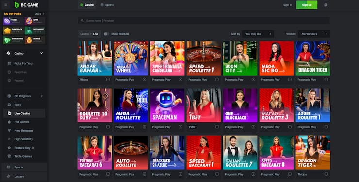 BC Game Live Casino
