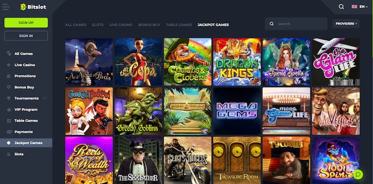 Bitslot Casino Jackpot Games