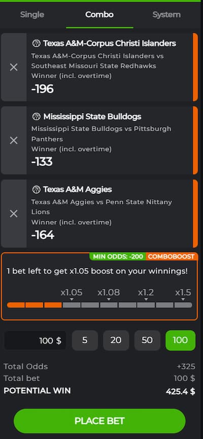 B.C Game March Madness parlay