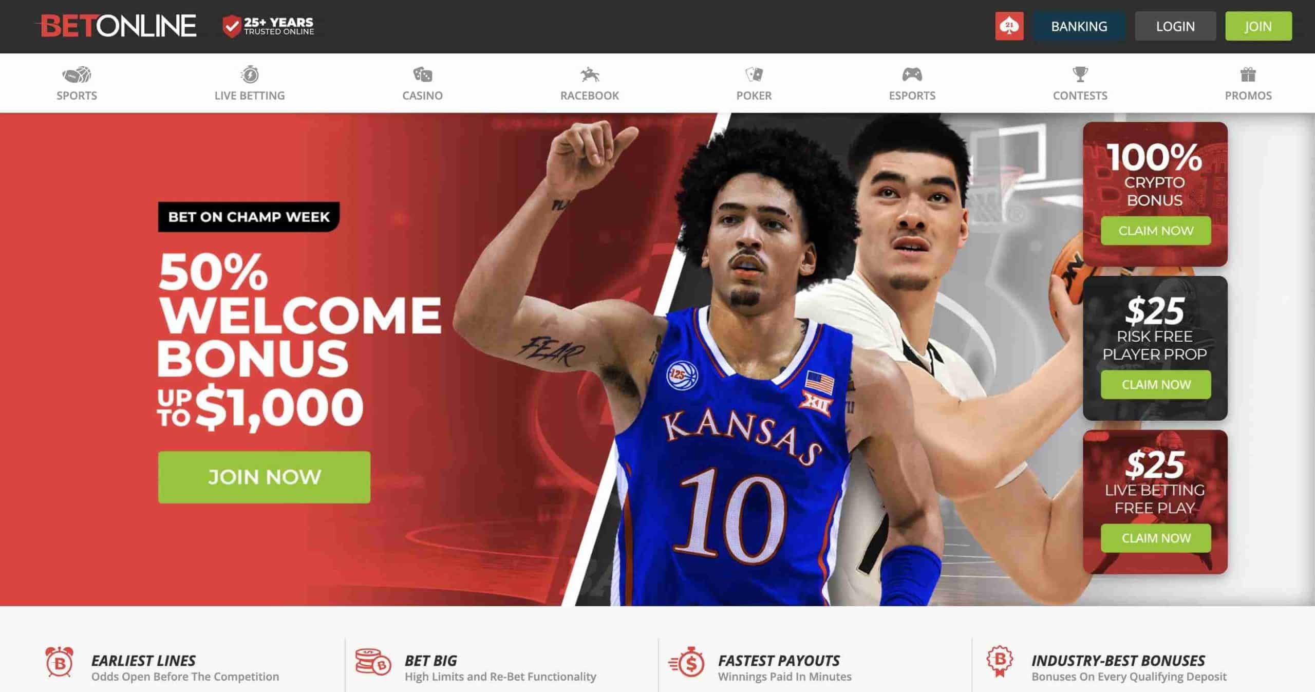 BetOnline Home Page Latest