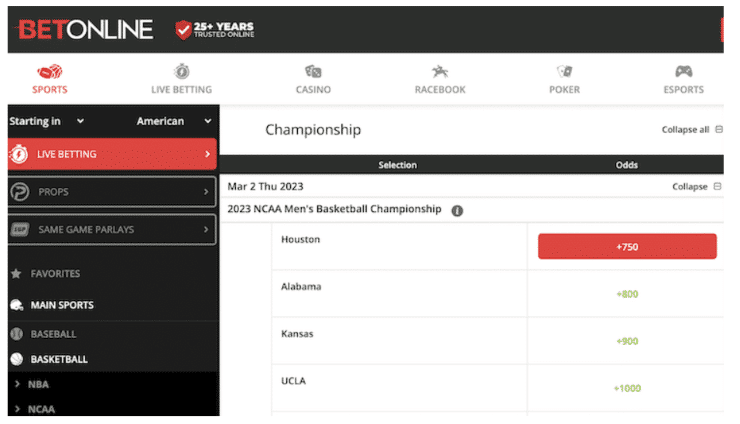 BetOnline basketball bets
