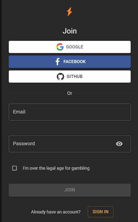 Cloudbet sign-up