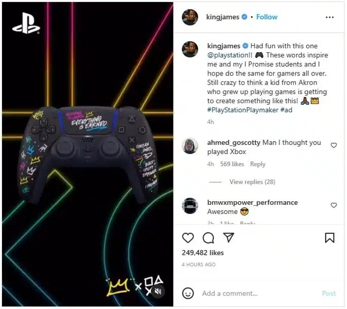 Lakers LeBron James designs controller, console cover for PlayStation 5 edition