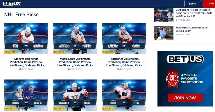 Expert Picks on the NHL at BetUS