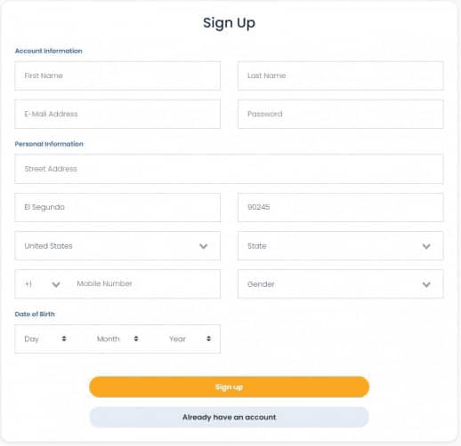 CoolCat Casino Registration Form