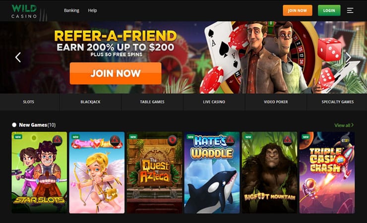 Wild Casino Homepage
