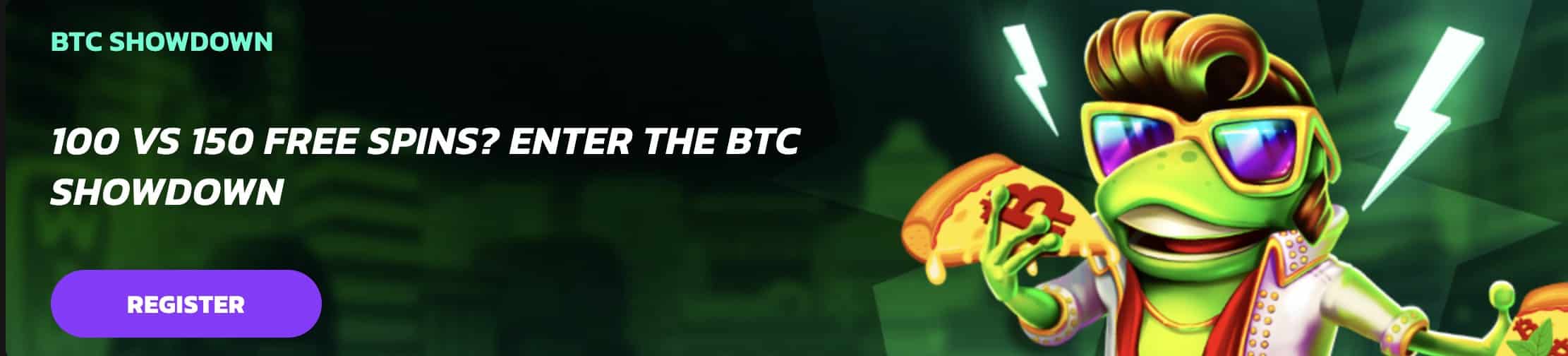 A screenshot of the BTC Showdown offer at Wildcoins