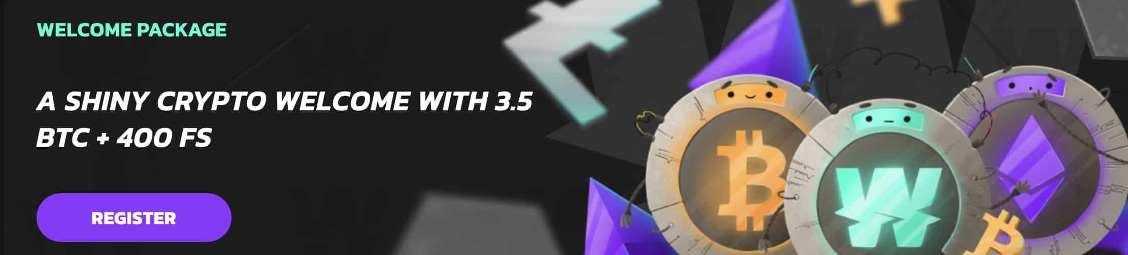 A screenshot of the banner ad for the Wildcoins welcome package on the Wildcoins homepage