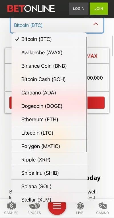 BetOnline deposit