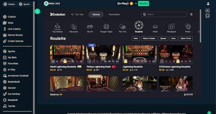 Mega Dice Bitcoin Roulette