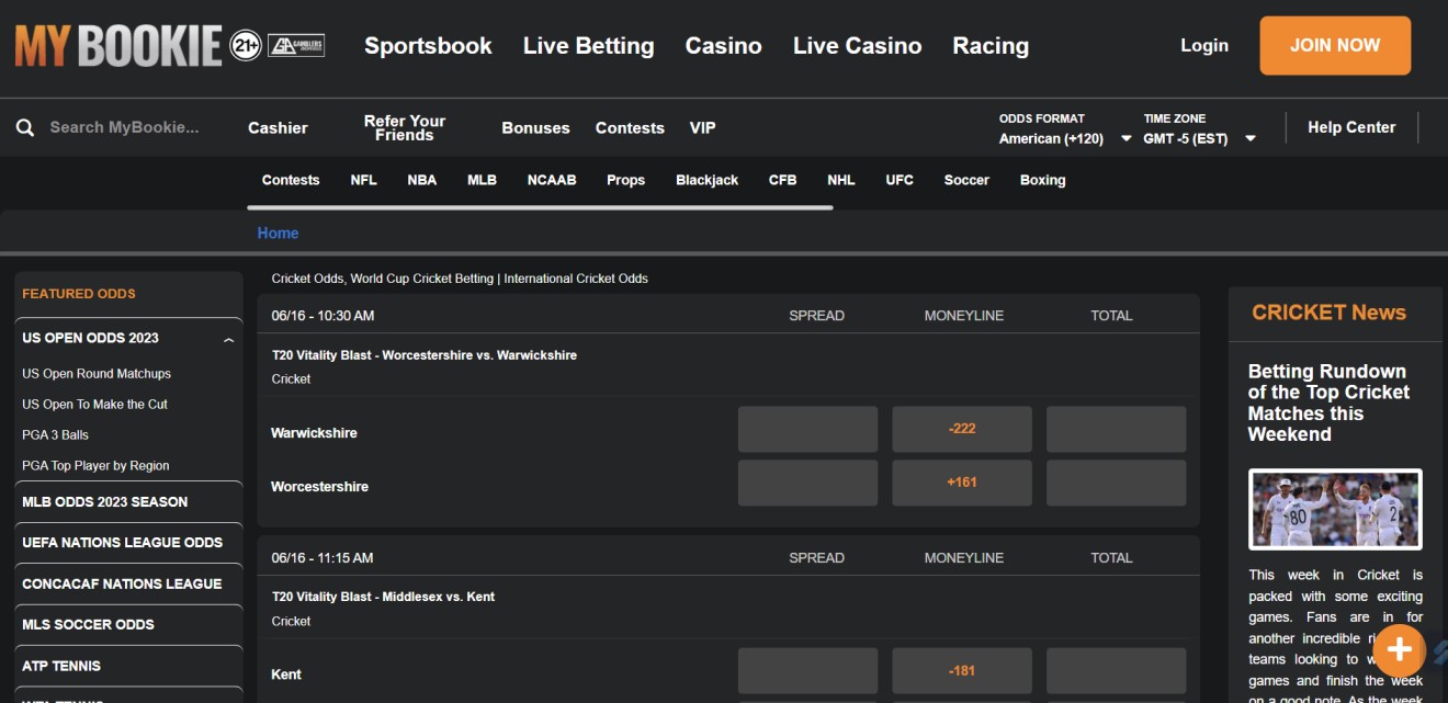 MyBookie Cricket Betting