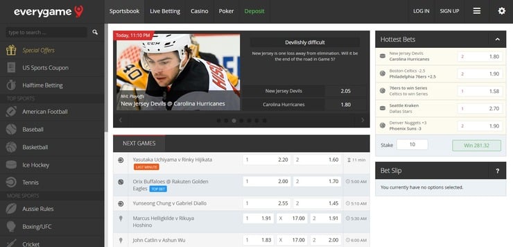 EveryGame homepage