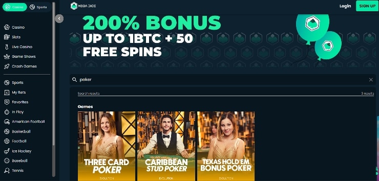 Mega Dice casino poker