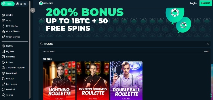 Mega Dice casino roulette