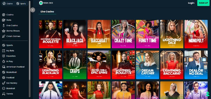 Mega Dice live casino