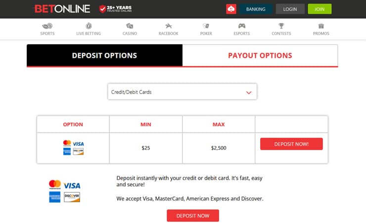 Step 2: BetOnline Cashier