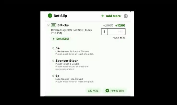 Profit boost single game parlay