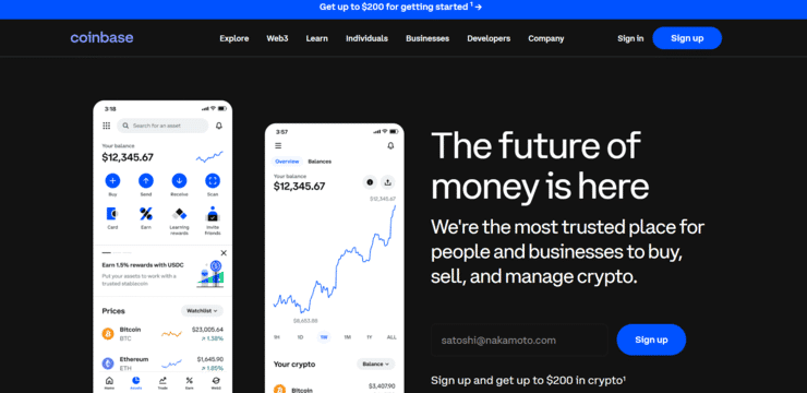 Coinbase homepage