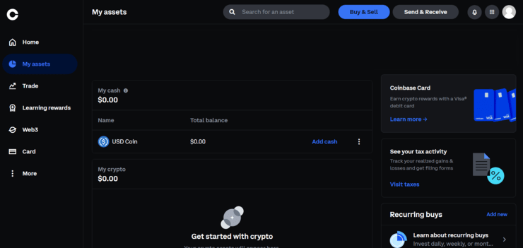 Coinbase dashboard