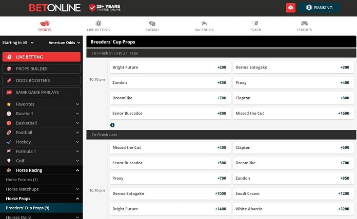 Breeders' Cup betting sites