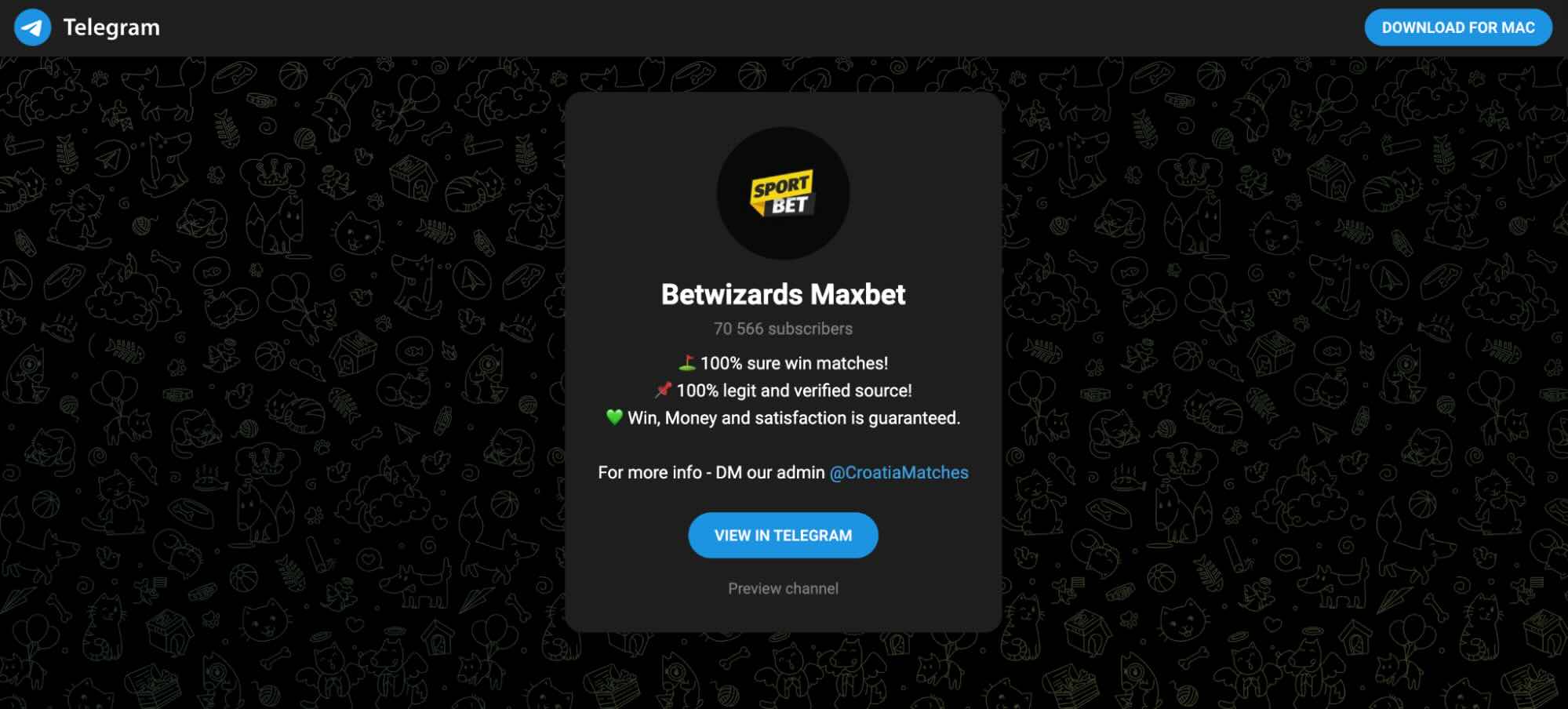 Betwizards Maxbet Telegram login page - the best Telegram betting channels