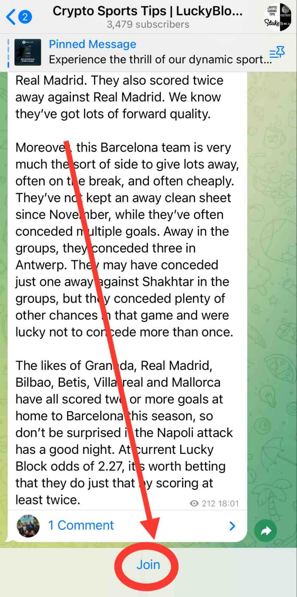Crypto Sports Tips telegram betting channel